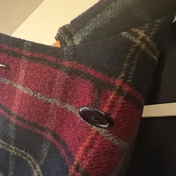 Ralph By Ralph Lauren 100% Wool Coat Double Breasted Red Navy Vintage 90s Large - Picture 11 of 13